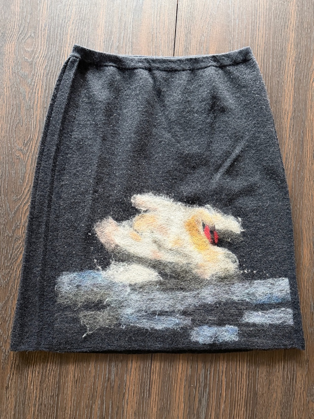 Anthropologie Troubadour Odette Swan Rare 100% Wool Needle Felted Skirt